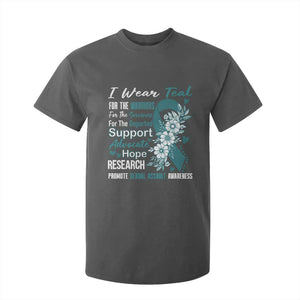 Sexual Assault Awareness T Shirt For Kid Teal Ribbon Flower TS14 Dark Heather Print Your Wear