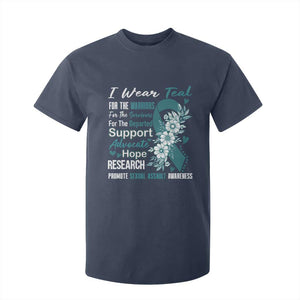 Sexual Assault Awareness T Shirt For Kid Teal Ribbon Flower TS14 Navy Print Your Wear