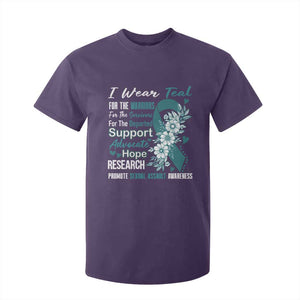Sexual Assault Awareness T Shirt For Kid Teal Ribbon Flower TS14 Purple Print Your Wear