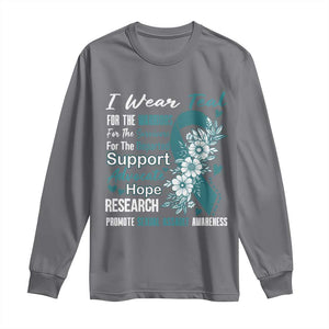 Sexual Assault Awareness Long Sleeve Shirt Teal Ribbon Flower TS14 Charcoal Print Your Wear
