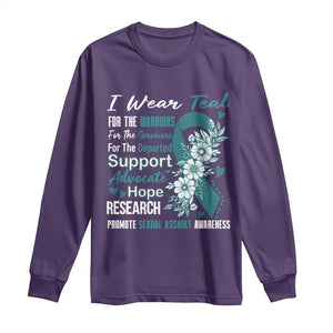 Sexual Assault Awareness Long Sleeve Shirt Teal Ribbon Flower TS14 Purple Print Your Wear