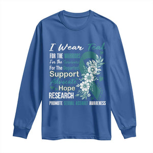 Sexual Assault Awareness Long Sleeve Shirt Teal Ribbon Flower TS14 Royal Blue Print Your Wear