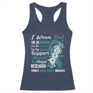 Sexual Assault Awareness Racerback Tank Top Teal Ribbon Flower TS14 Navy Print Your Wear
