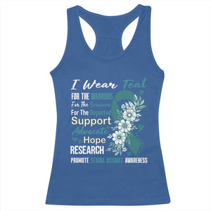 Sexual Assault Awareness Racerback Tank Top Teal Ribbon Flower TS14 Royal Blue Print Your Wear