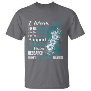 Sexual Assault Awareness T Shirt Teal Ribbon Flower TS14 Charcoal Print Your Wear