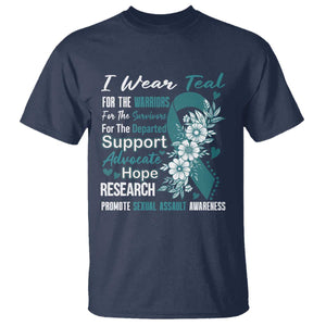 Sexual Assault Awareness T Shirt Teal Ribbon Flower TS14 Navy Print Your Wear