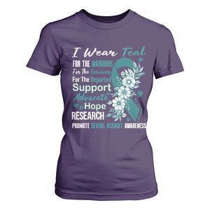 Sexual Assault Awareness T Shirt For Women Teal Ribbon Flower TS14 Purple Print Your Wear