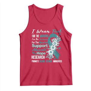 Sexual Assault Awareness Tank Top Teal Ribbon Flower TS14 Red Print Your Wear