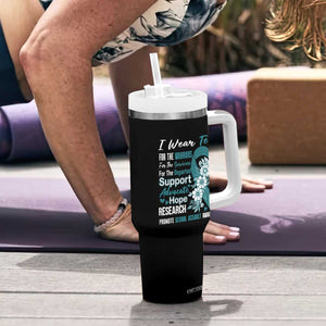 Sexual Assault Awareness Tumbler With Handle Teal Ribbon Flower TS14 Print Your Wear