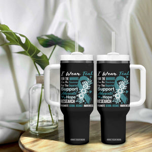 Sexual Assault Awareness Tumbler With Handle Teal Ribbon Flower TS14 Print Your Wear