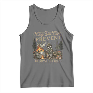 Only You Can Prevent Dumpster Fires Tank Top Funny Raccoon Mental Health Meme TS14 Black Heather Print Your Wear