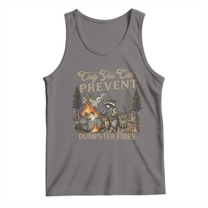 Only You Can Prevent Dumpster Fires Tank Top Funny Raccoon Mental Health Meme TS14 Deep Heather Print Your Wear