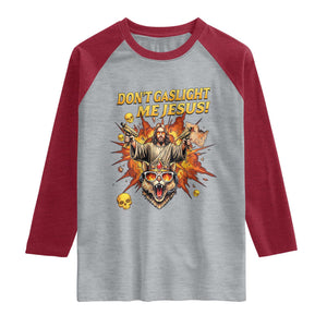 Don't Gaslight Me Jesus Raglan Shirt Funny Princess Cat Sci-Fi Book Lover TS14 Heather Gray Heather Red Print Your Wear