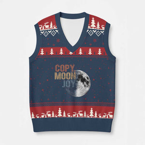 Copy Moon Joy V-Neck Knit Sweater Vest Funny Lunar Quote Graphic TS14 Navy Red Print Your Wear