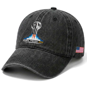 Copy Moon Joy Washed Cotton Baseball Cap Rocket Launch Full Moon TS14 Print Your Wear