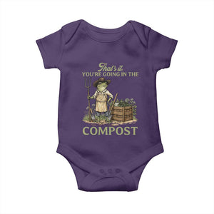 That's It You're Going in the Compost Baby Onesie Funny Frog Gardener Meme TS14 Purple Print Your Wear