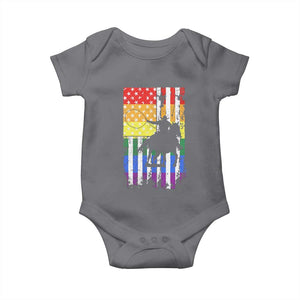 Rodeo Gay Cowboy Western LGBTQ Rainbow Flag Baby Onesie TS14 Charcoal Print Your Wear