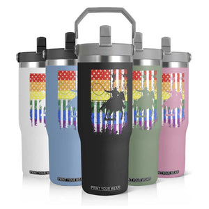 Rodeo Gay Cowboy Western LGBTQ Rainbow Flag Flip Straw Tumbler TS14 Print Your Wear