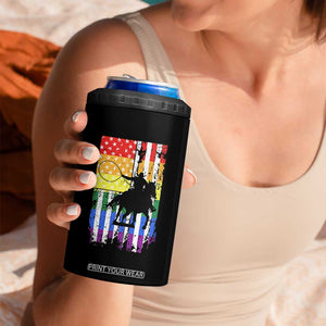 Rodeo Gay Cowboy Western LGBTQ Rainbow Flag 4 in 1 Can Cooler Tumbler TS14 Print Your Wear