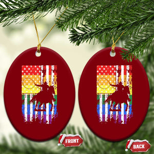 Rodeo Gay Cowboy Western LGBTQ Rainbow Flag Ceramic Ornament TS14 Print Your Wear