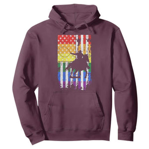 Rodeo Gay Cowboy Western LGBTQ Rainbow Flag Hoodie TS14 Maroon Print Your Wear