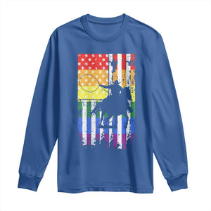 Rodeo Gay Cowboy Western LGBTQ Rainbow Flag Long Sleeve Shirt TS14 Royal Blue Print Your Wear