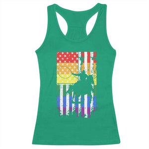 Rodeo Gay Cowboy Western LGBTQ Rainbow Flag Racerback Tank Top TS14 Irish Green Print Your Wear