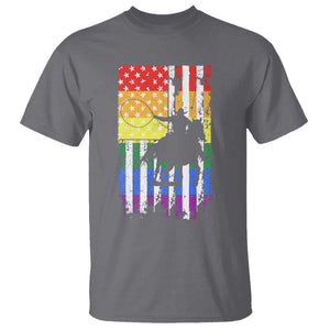 Rodeo Gay Cowboy Western LGBTQ Rainbow Flag T Shirt TS14 Charcoal Print Your Wear