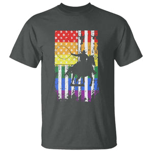 Rodeo Gay Cowboy Western LGBTQ Rainbow Flag T Shirt TS14 Dark Heather Print Your Wear