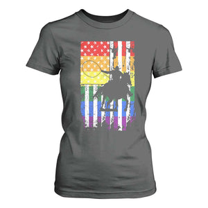 Rodeo Gay Cowboy Western LGBTQ Rainbow Flag T Shirt For Women TS14 Dark Heather Print Your Wear