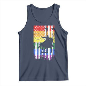 Rodeo Gay Cowboy Western LGBTQ Rainbow Flag Tank Top TS14 Navy Print Your Wear