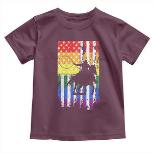 Rodeo Gay Cowboy Western LGBTQ Rainbow Flag Toddler T Shirt TS14 Maroon Print Your Wear