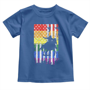 Rodeo Gay Cowboy Western LGBTQ Rainbow Flag Toddler T Shirt TS14 Royal Blue Print Your Wear