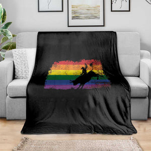 Rodeo Cowboy Bull Rider Western LGBTQ Rainbow Flag Throw Blanket TS14 Print Your Wear