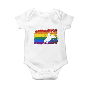 Rodeo Cowboy Bull Rider Western LGBTQ Rainbow Flag Baby Onesie TS14 White Print Your Wear