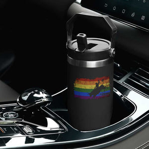 Rodeo Cowboy Bull Rider Western LGBTQ Rainbow Flag Flip Straw Tumbler TS14 Print Your Wear