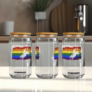 Rodeo Cowboy Bull Rider Western LGBTQ Rainbow Flag Glass Can TS14 Print Your Wear