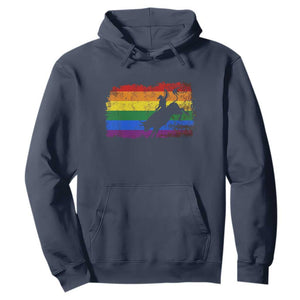 Rodeo Cowboy Bull Rider Western LGBTQ Rainbow Flag Hoodie TS14 Navy Print Your Wear