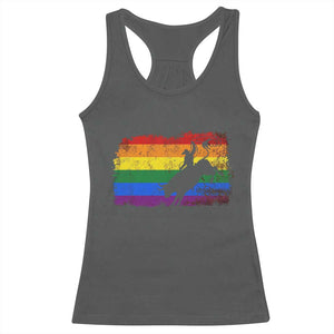 Rodeo Cowboy Bull Rider Western LGBTQ Rainbow Flag Racerback Tank Top TS14 Dark Heather Print Your Wear