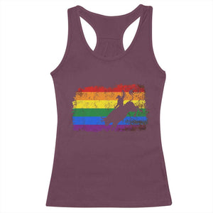 Rodeo Cowboy Bull Rider Western LGBTQ Rainbow Flag Racerback Tank Top TS14 Maroon Print Your Wear