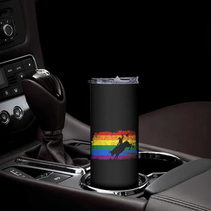 Rodeo Cowboy Bull Rider Western LGBTQ Rainbow Flag Skinny Tumbler