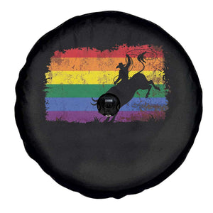 Rodeo Cowboy Bull Rider Western LGBTQ Rainbow Flag Spare Tire Cover TS14 Print Your Wear