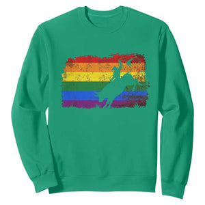 Rodeo Cowboy Bull Rider Western LGBTQ Rainbow Flag Sweatshirt TS14 Irish Green Print Your Wear