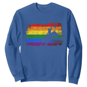 Rodeo Cowboy Bull Rider Western LGBTQ Rainbow Flag Sweatshirt TS14 Royal Blue Print Your Wear