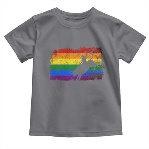 Rodeo Cowboy Bull Rider Western LGBTQ Rainbow Flag Toddler T Shirt TS14 Charcoal Print Your Wear