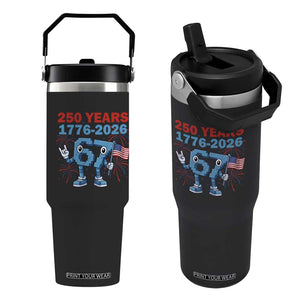 250th America Anniversary Flip Straw Tumbler Funny Italian Brainrot Meme 4th of July TS14 One Size: 30 oz Black Print Your Wear