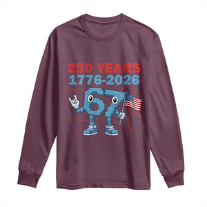 250th America Anniversary Long Sleeve Shirt Funny Italian Brainrot Meme 4th of July TS14 Maroon Print Your Wear