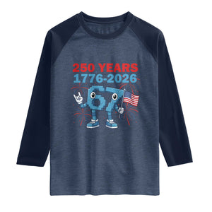 250th America Anniversary Raglan Shirt Funny Italian Brainrot Meme 4th of July TS14 Heather Denim Navy Print Your Wear
