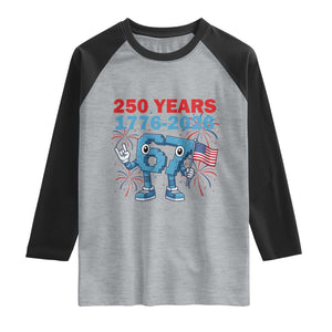 250th America Anniversary Raglan Shirt Funny Italian Brainrot Meme 4th of July TS14 Heather Gray Black Print Your Wear