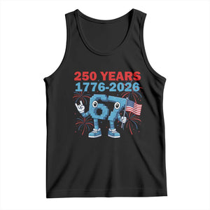 250th America Anniversary Tank Top Funny Italian Brainrot Meme 4th of July TS14 Black Print Your Wear